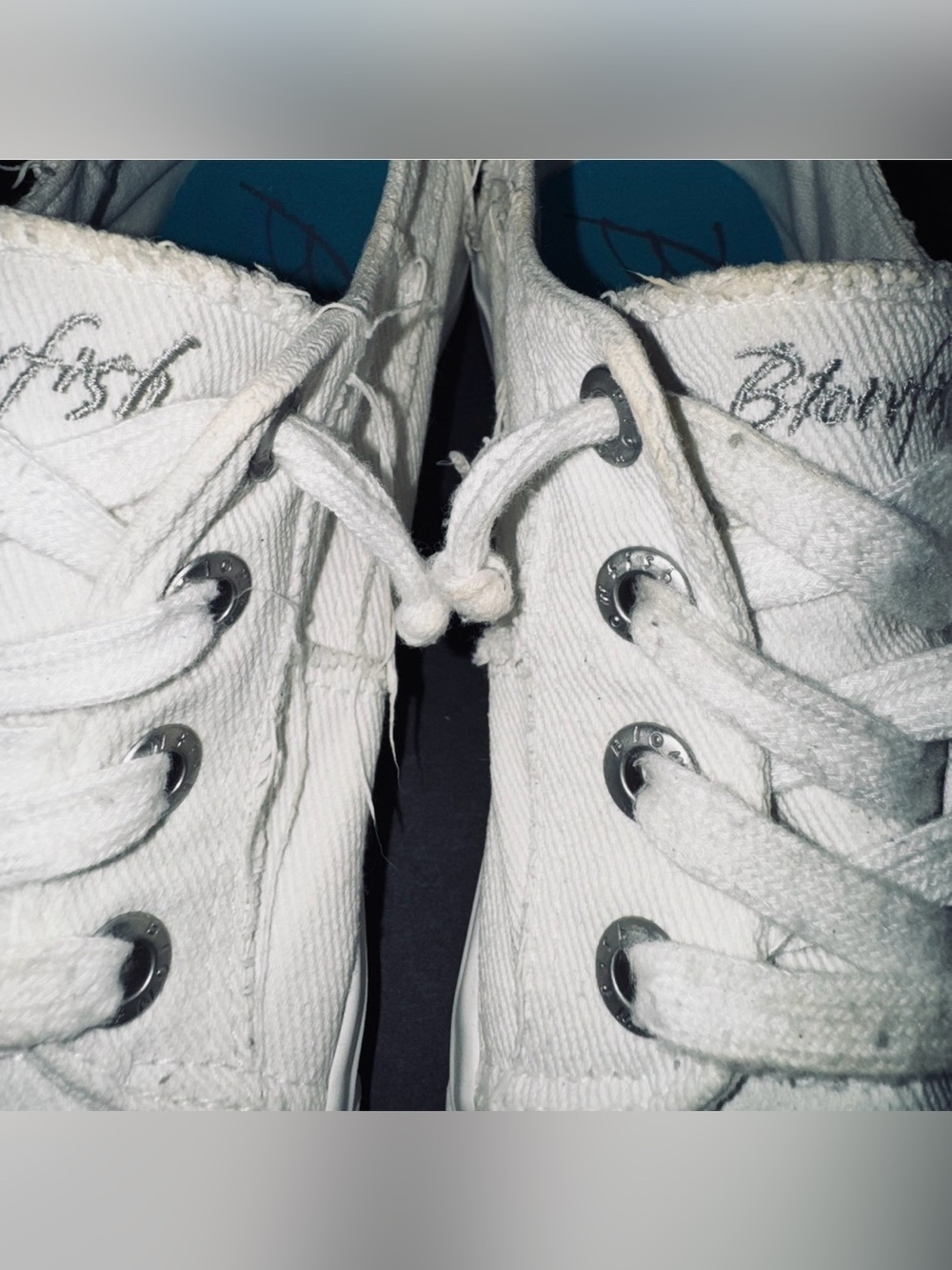 Blowfish Malibu “Maxine” White Canvas Frayed Distressed Sneakers, Sz 8.5 - Picture 10 of 13